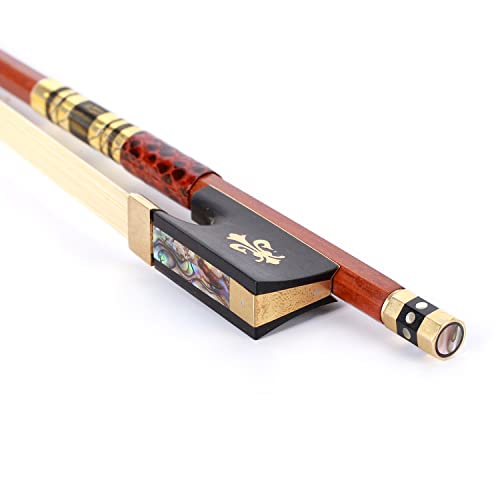 AMZZ Pernambuco Violin Bow 4/4 Size Concert Level,Professional Handmade Violin Bow with Ox Horn Fleur de Lis Frog