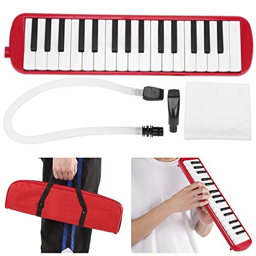 Beginner Melodica, 32 Keys Simple Melodica Portable Melodica with Carry Bag Melodica with Cornet Mouthpiece for Children Beginner Musical Training(red)