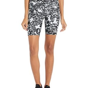 Reebok Women's Standard Active Bike Shorts, Black/White/All Over Print, Small