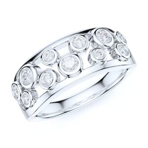 prstani sterling silver fashion split shank bubbles simulated round brilliant cut diamond ring wedding band (5.5)