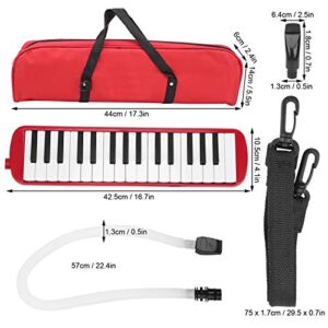 Beginner Melodica, 32 Keys Simple Melodica Portable Melodica with Carry Bag Melodica with Cornet Mouthpiece for Children Beginner Musical Training(red)