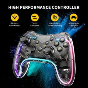 Manba Switch Controller,Wireless Switch Pro Controller Compatible with Switch/Switch lite/Switch OLED,Pro Controller Switch Support Turbo,Wake-up Function and Adjustable LED(White)