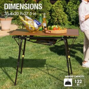 PORTAL Camping Table Portable Folding Table Ultra Lightweight Folding Camp Table 4 Adjustable Legs Aluminum Roll Up Table Top with Carry Bag for Outdoor Travel Backyards BBQ