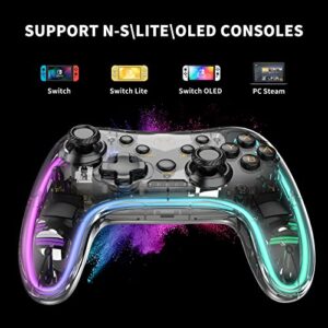 Manba Switch Controller,Wireless Switch Pro Controller Compatible with Switch/Switch lite/Switch OLED,Pro Controller Switch Support Turbo,Wake-up Function and Adjustable LED(White)