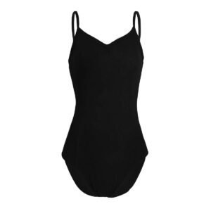 Moggemol Women's Camisole Spaghetti Straps Built in Shelf Bra Ballet Dance Leotard Gymnastic Bodysuit Black Medium