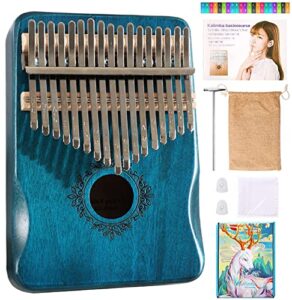 2022 new 17 keys kalimba thumb piano mini thumb piano finger piano，lightseagreen，butterflies love flowers