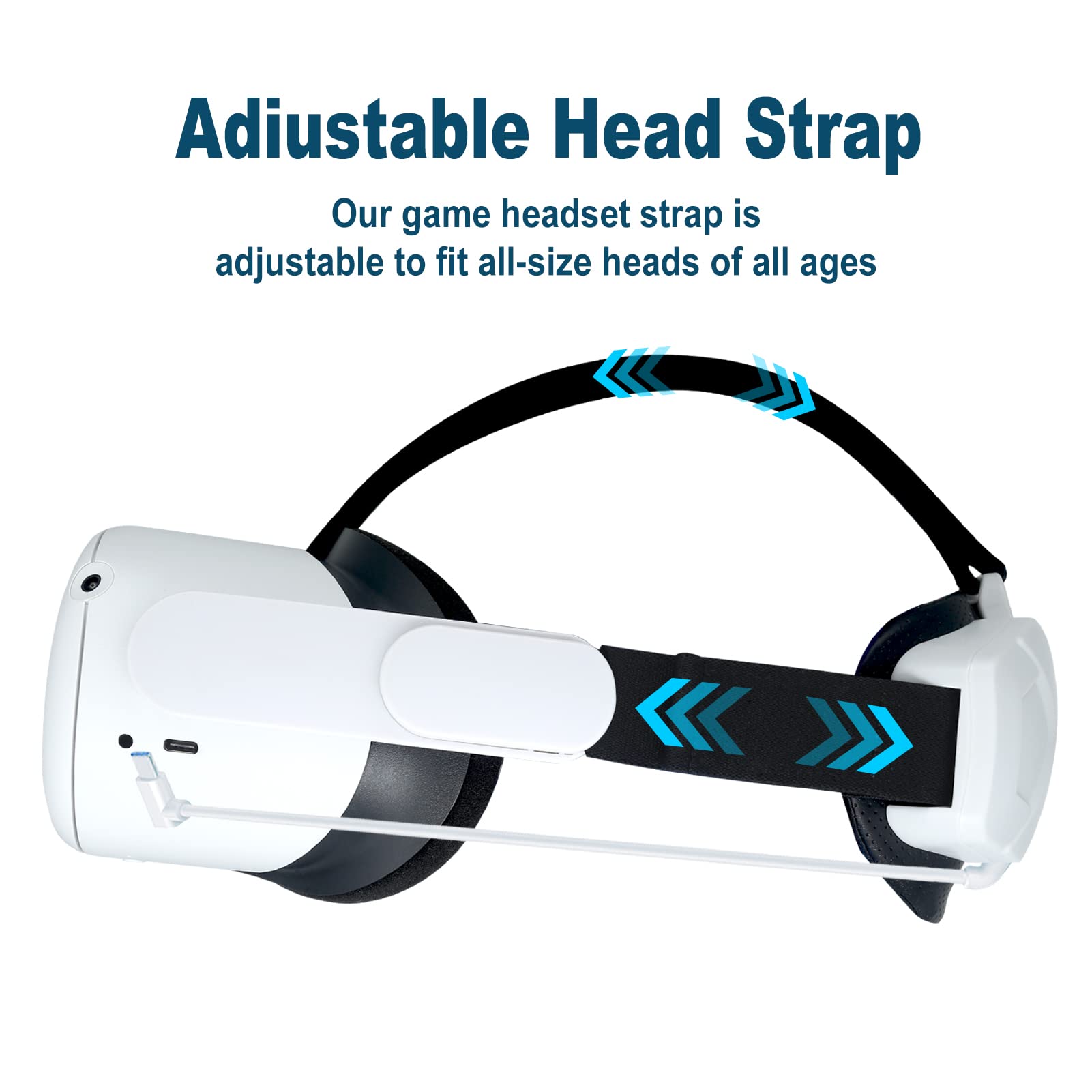 Elite Strap with Battery for Quest 2,5000mAh Extend 3hrs Playtime,Fast Charging VR Power,Adjustable Head Strap for Enhanced Support and Comfort in VR