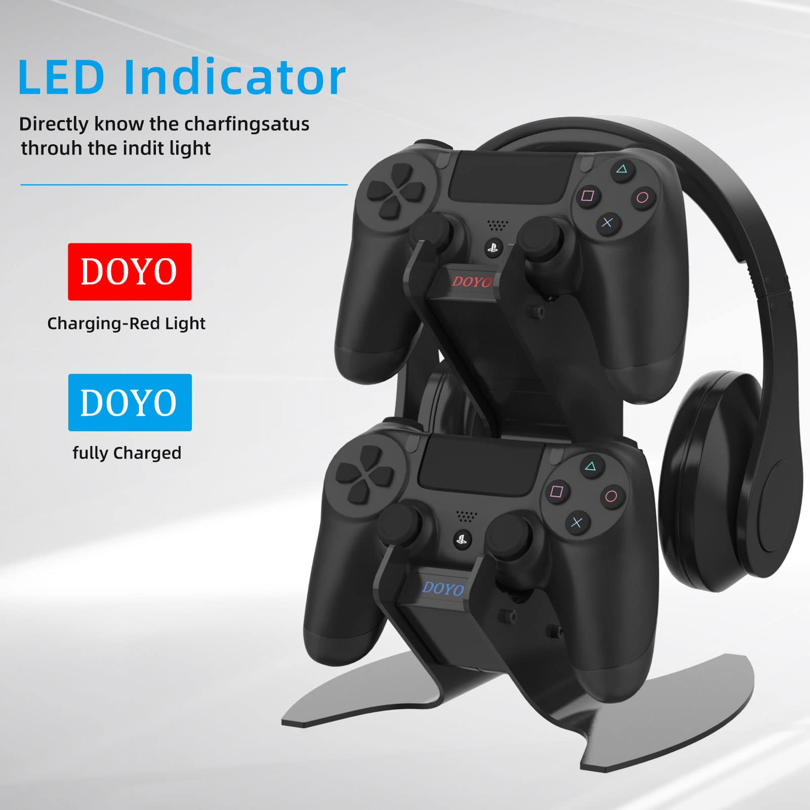 PS4 Controller Charger, PS4 Charger Stand, USB Charging Dock Station for ps4 Fast-Charging Port with LED Indicators for PlayStation 4 /PS4/PS4 Slim/PS4 Pro Controller