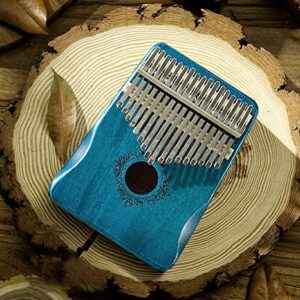 2022 New 17 Keys Kalimba Thumb Piano Mini thumb piano Finger piano，LightSeaGreen，Butterflies love flowers