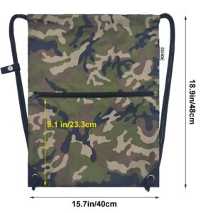 CALACH Large Camo Laundry Bag Backpack + Large Camo Drawstring Bag Backpack Sports Gym Sack