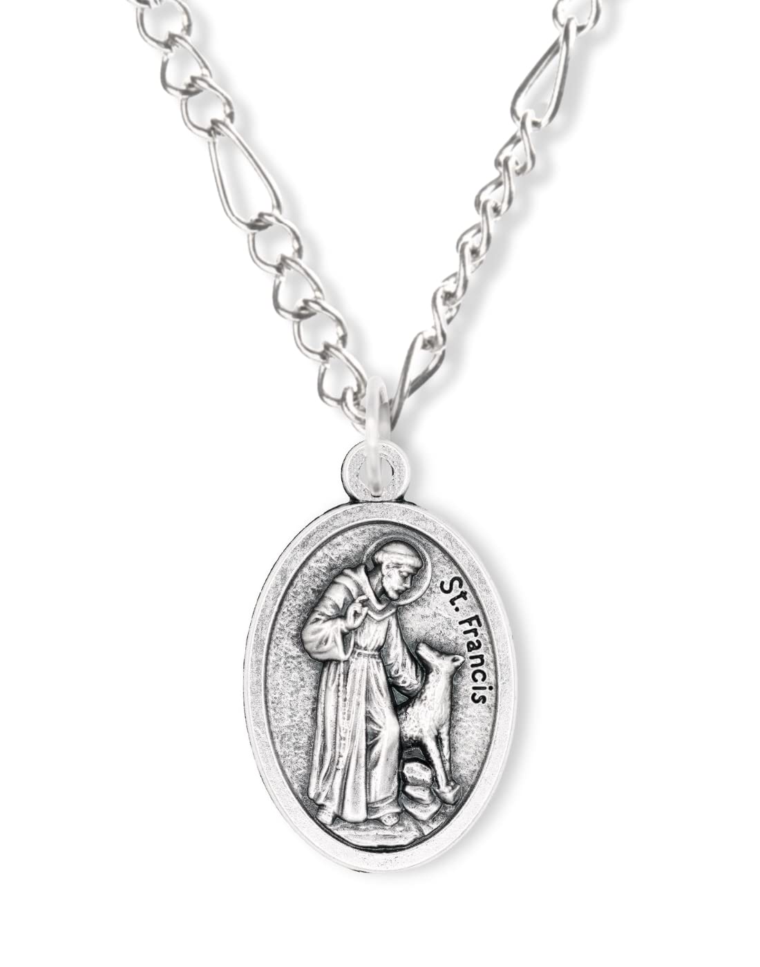 Caritas et Fides St. Francis Bless and Protect My Pet Medal Charm - 1" Medal Pendant Silver Oxidized St. Francis for Necklace, Medals for Jewelry Catholic, Made in Italy