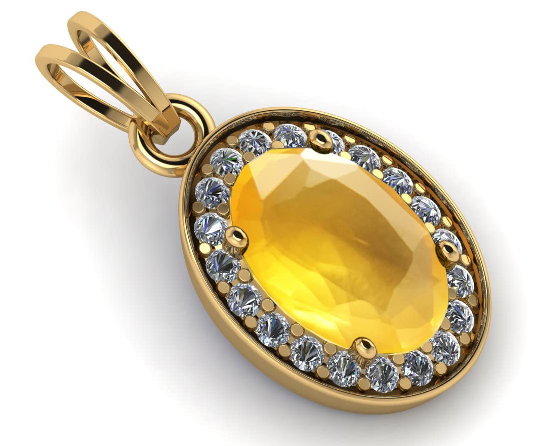 LMDPRAJAPATIS Natural 4.25 Ratti Certified Original Birthstone Yellow Sapphire Pukhraj 22K Gold Plated Beautiful Pendant