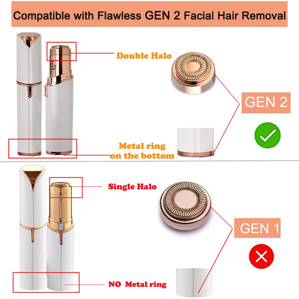 Facial Hair Remover Replacement Heads: Compatible with Finishing Touch Flawless Facial Hair Removal Tool for Women As Seen On TV 18K Gold-Plated Rose Gold (Generation 2 Double Halo)