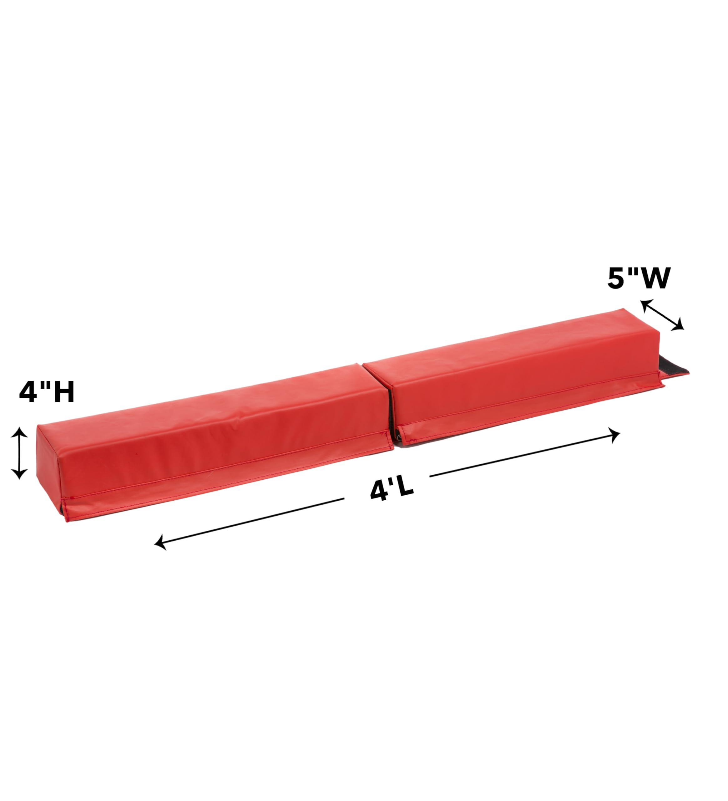 Hearthsong 4-Foot Gymnastics Balance Beam, 24 "L x 5"W x 4"H, Red, 2-Piece Lightweight Foam, Hook and Loop Connectors, Non-Slip Surface, Ages 3 and Up