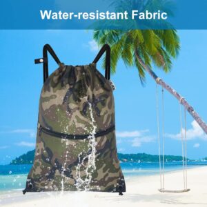 CALACH Large Camo Laundry Bag Backpack + Large Camo Drawstring Bag Backpack Sports Gym Sack