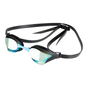 ARENA Unisex Cobra Core Swipe Anti-Fog Racing Swim Goggles for Men and Women Polycarbonate Mirror Lens, Aqua/Black