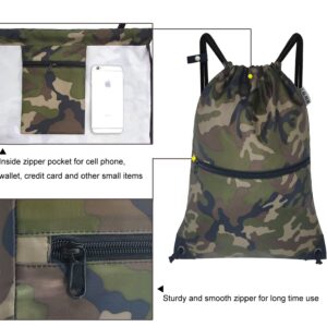 CALACH Large Camo Laundry Bag Backpack + Large Camo Drawstring Bag Backpack Sports Gym Sack