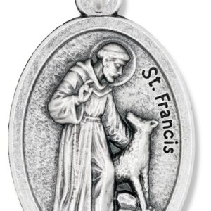 Caritas et Fides St. Francis Bless and Protect My Pet Medal Charm - 1" Medal Pendant Silver Oxidized St. Francis for Necklace, Medals for Jewelry Catholic, Made in Italy