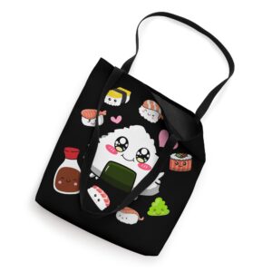 Kawaii Sushi Happy Funny Japanese Anime Cute Onigiri Sushi Tote Bag