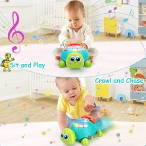 Musical Turtle Baby Toys 6 to 12 Months, Infant Light up Music Toys Tummy Time Development, Crawling Toy for 7 8 9 10+ Month Old, Easter Christmas for Babies 4 5 6 12 Month Boy Girl