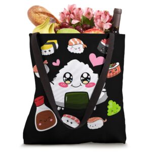 Kawaii Sushi Happy Funny Japanese Anime Cute Onigiri Sushi Tote Bag