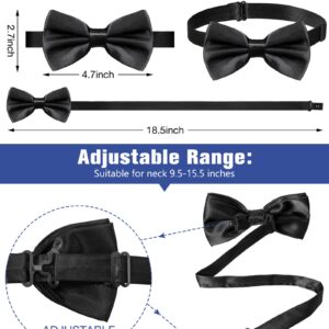 20 Pieces Bow Ties for Men, Formal Satin Solid Tuxedo Bow Ties Adjustable Length Pre Tied Bow Ties for Wedding Celebration(Black)