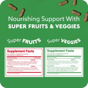 Feel Great Fruit and Vegetable Supplements | 20+ Super Reds & Greens for Natural Energy Support | Vegan Fruit and Veggie Vitamins | 2 Pack of 90 Count Each