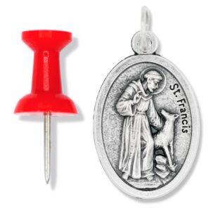 Caritas et Fides St. Francis Bless and Protect My Pet Medal Charm - 1" Medal Pendant Silver Oxidized St. Francis for Necklace, Medals for Jewelry Catholic, Made in Italy