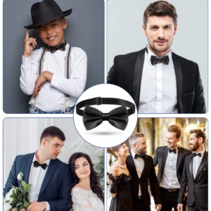 20 Pieces Bow Ties for Men, Formal Satin Solid Tuxedo Bow Ties Adjustable Length Pre Tied Bow Ties for Wedding Celebration(Black)