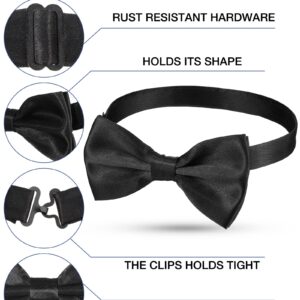 20 Pieces Bow Ties for Men, Formal Satin Solid Tuxedo Bow Ties Adjustable Length Pre Tied Bow Ties for Wedding Celebration(Black)