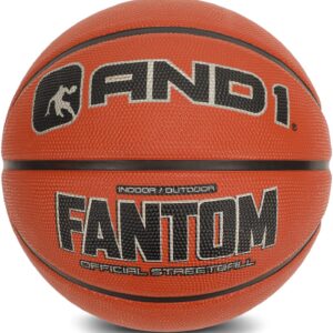 AND1 Fantom Rubber Basketball - Official Size Streetball, Made for Indoor and Outdoor Basketball Games - Sold Deflated (Pump NOT Included), Orange, Size 7