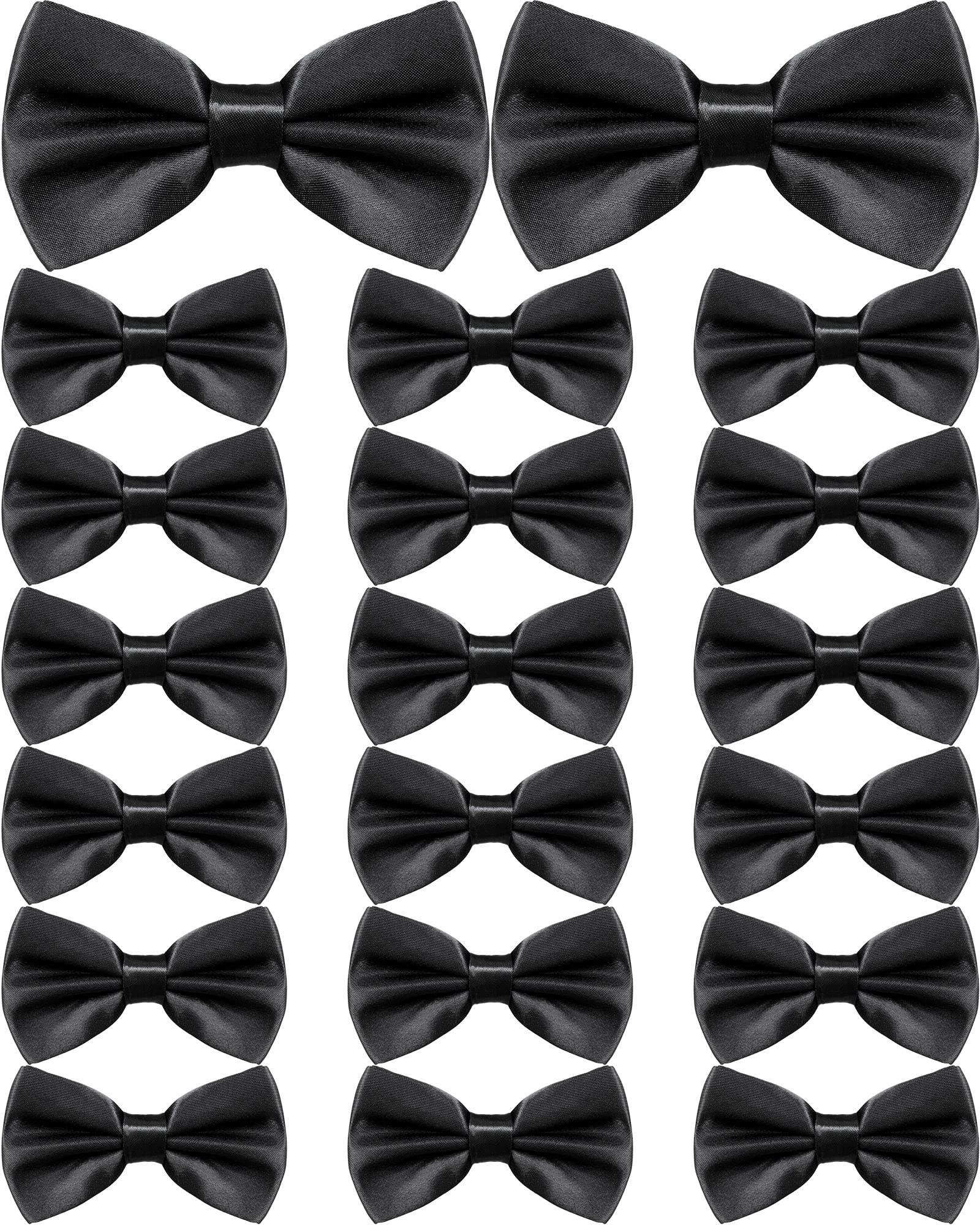 20 Pieces Bow Ties for Men, Formal Satin Solid Tuxedo Bow Ties Adjustable Length Pre Tied Bow Ties for Wedding Celebration(Black)