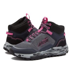 Avia Grit Sport Women’s Hiking Boots, Mid Top Ankle Trail Shoes for All Weather - Dark Grey/Dark Pink/Medium Grey, 7 Medium