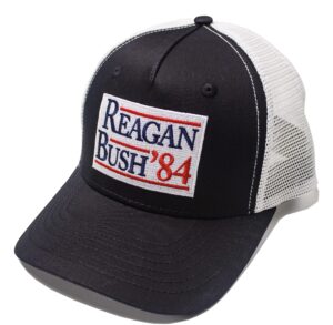 urban ridge reagan bush ’84 adult trucker hat snapback, black with embroidered patch