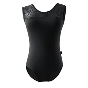 Daydance Tank Black Ballet Leotards for Women, Lace Ballerina Dance Attire for Recitals