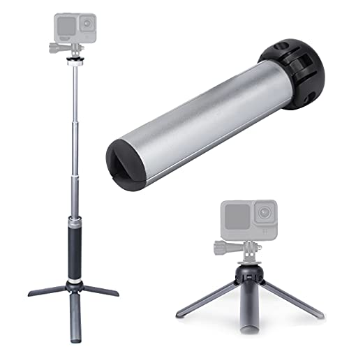 SALUTUY Tripod Extension Pole Mount,Mini Tripod Handheld Aluminum Alloy Action Camera Foldable Bracket Selfie Stick Tripod for Video Recording, Live Streaming