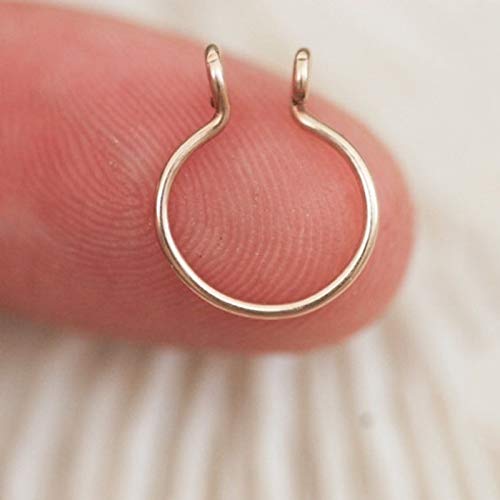 Nose Rings,Fake Nose Ring,Septum Nose Ring,Piercing Jewelry Gift for Men Women,Fashion Thin Brass Non-Piercing Loop Open Nose Ring Women Jewelry Charm Decor - Rose Gold