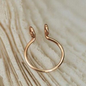 Nose Rings,Fake Nose Ring,Septum Nose Ring,Piercing Jewelry Gift for Men Women,Fashion Thin Brass Non-Piercing Loop Open Nose Ring Women Jewelry Charm Decor - Rose Gold