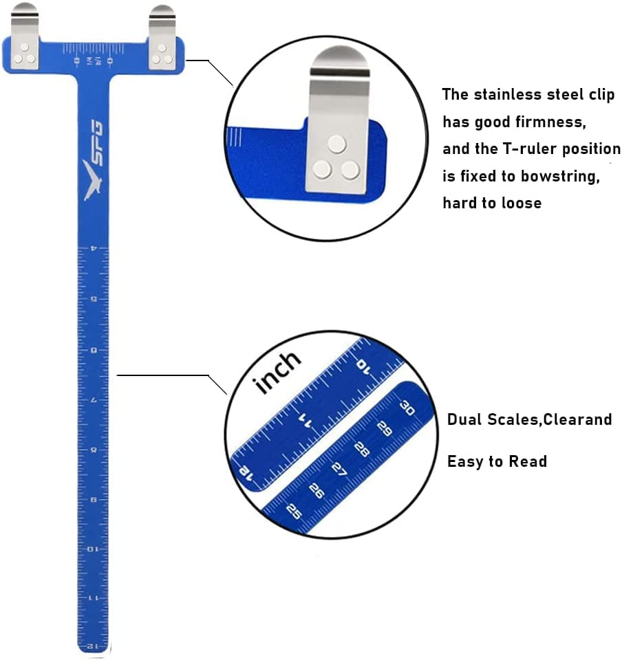 SOPOGER Archery Bow Square T Shape Bow Square Ruler Bowstring Measurement Tool Bow Turning Kit for Recurve Bow and Compound Bow Accessories (Blue)