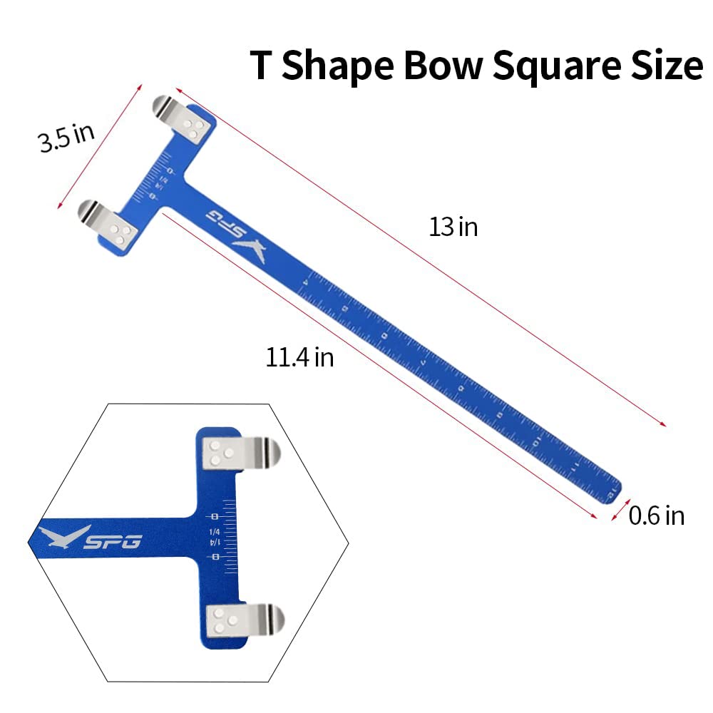 SOPOGER Archery Bow Square T Shape Bow Square Ruler Bowstring Measurement Tool Bow Turning Kit for Recurve Bow and Compound Bow Accessories (Blue)