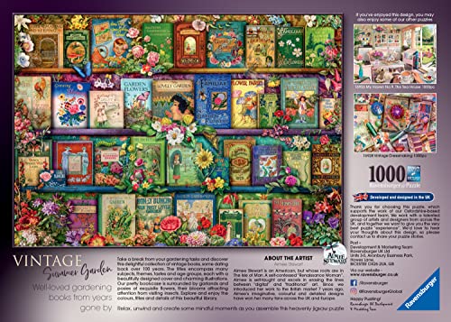 Ravensburger Aimee Stewart Vintage Summer Garden 1000 Piece Jigsaw Puzzle for Adults & Kids Age 12 Years Up, Black