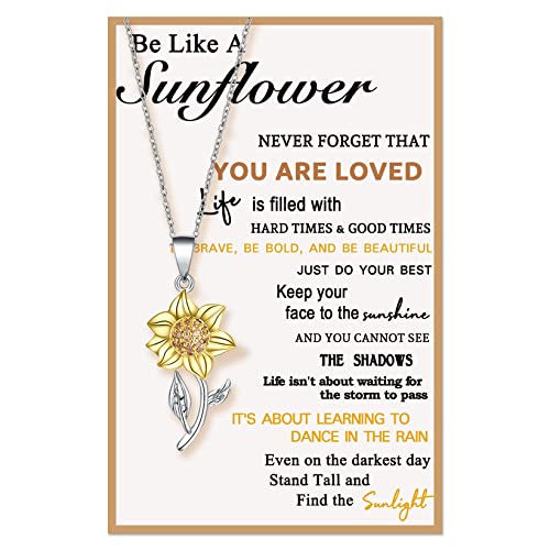 Tarsus Sunflower Gifts for Women, Sunflower Necklace Jewelry for Women Teenage Teen Gifts Ideas Stocking Stuffers for Teens Inspirational Gifts for Women Year Old