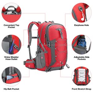 Maelstrom Hiking Backpack,Camping Backpack,40L Waterproof Hiking Daypack with Rain Cover,Lightweight Travel Backpack,Red