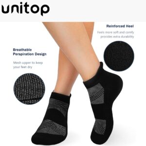 unitop Socks for Sweaty Feet Solid Color Cushioned Athletic Socks Black&White S