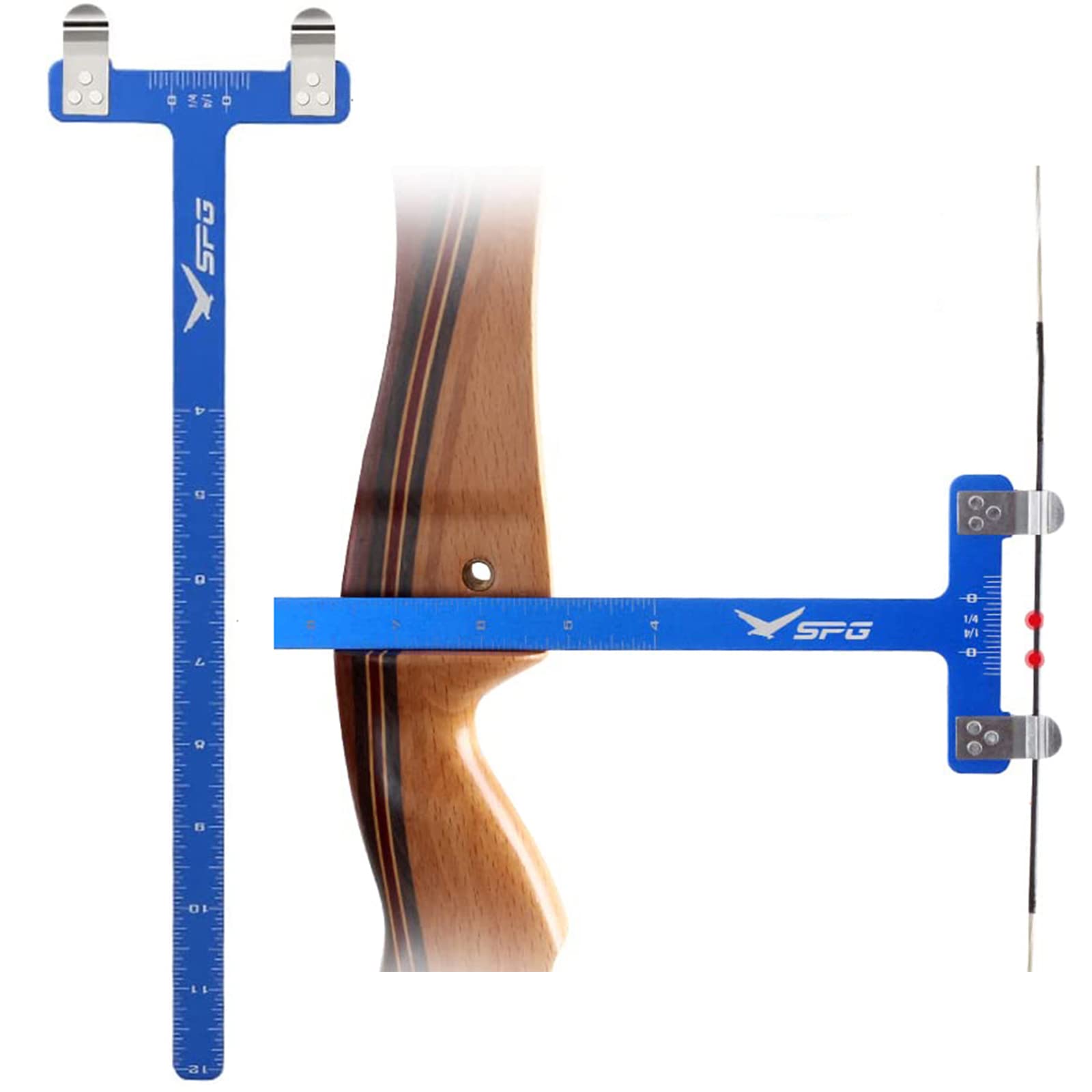 SOPOGER Archery Bow Square T Shape Bow Square Ruler Bowstring Measurement Tool Bow Turning Kit for Recurve Bow and Compound Bow Accessories (Blue)