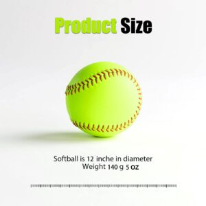 GKK Softballs 4 Pack Sports Practice Softballs 12 Inch Slow Pitch Official Size and Weight Softball Autograph Softball Training Ball for Games, Soft Toss, Batting, Fielding, Hitting, Pitching