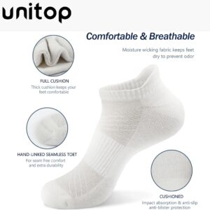 unitop Socks for Sweaty Feet Solid Color Cushioned Athletic Socks Black&White S