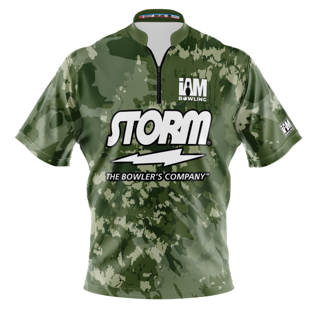 Logo Infusion Dye-Sublimated Bowling Jersey (Sash Collar) - I AM Bowling FUN Design 2053-ST - Storm - ARMY CAMO (LARGE)