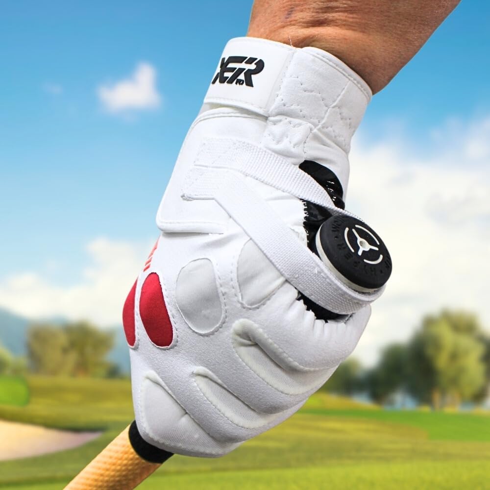 XEIRPRO Golf Grip Trainer Glove - Golf Grip Training Aid Made for Fixing Slice & Elimating Hook - Optimal Grip with 100% AAA Synthetic Tacky Leather Golf Gloves (Men's X-Large, Left)