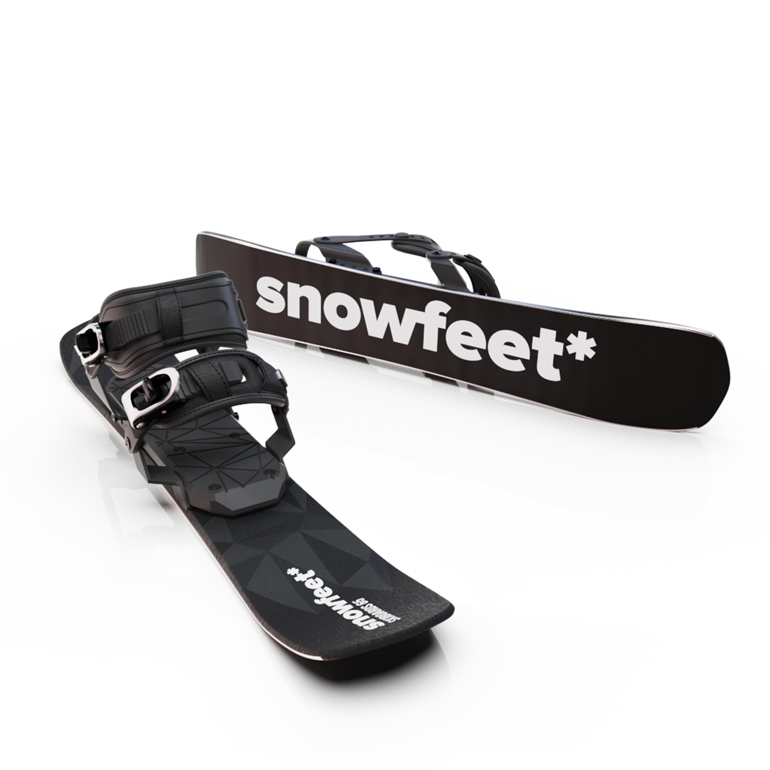 Short Mini Skis for Snow | Snowblades Skiboards Skiblades Little Short Skis | Snowfeet* (Black | for Snowboard Boots)